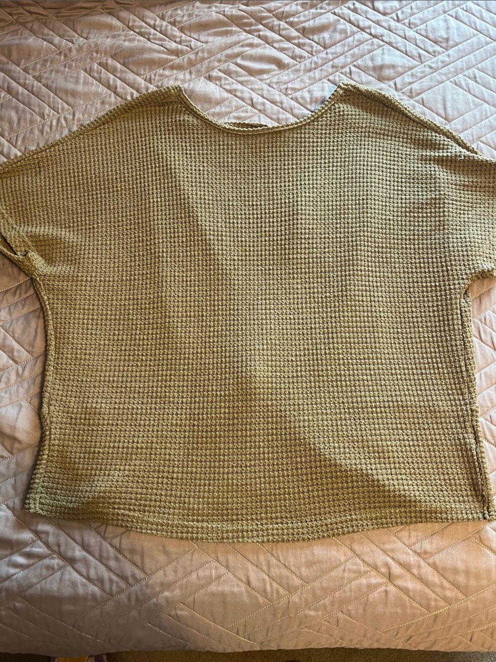 SHEIN Olive Waffle-Knit Short Sleeve Top